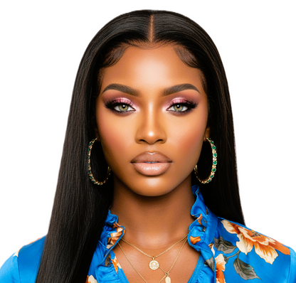 Chestnut Brown Virgin Human Hair 24' Lace Wig Straight Lace Front